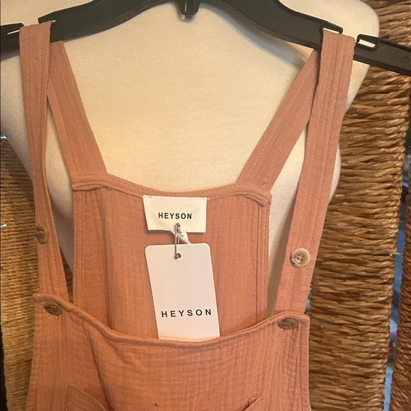 Heyson Mauve Pink/Tan Linen-Texture Overalls - Picture 2 of 13